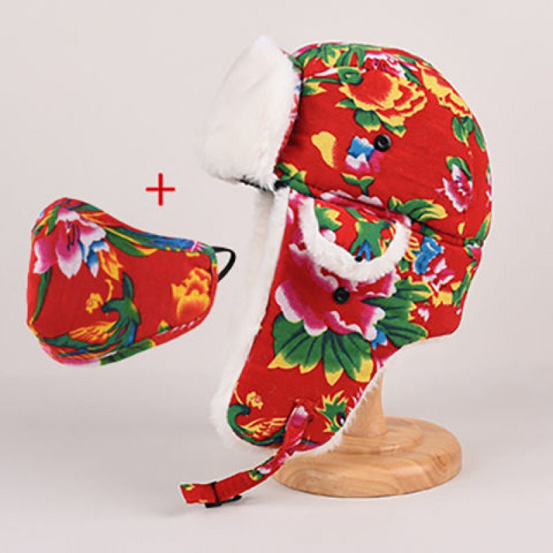 Hat Woman Winter Warm Ear Cotton